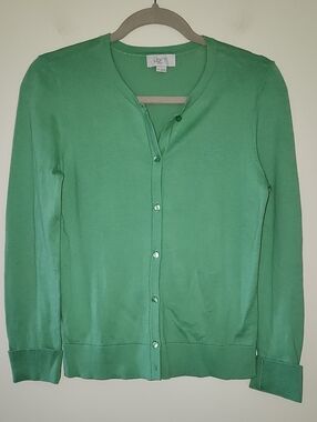 LOFT Green Button-Up Cardigan Size Medium